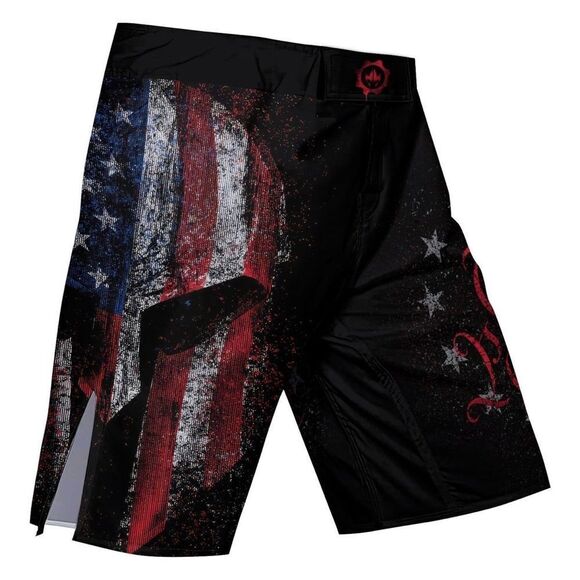 Battle Fit Gear American Jiu Jitsu Grunge Fight Shorts Black S NWT - Picture 2 of 9
